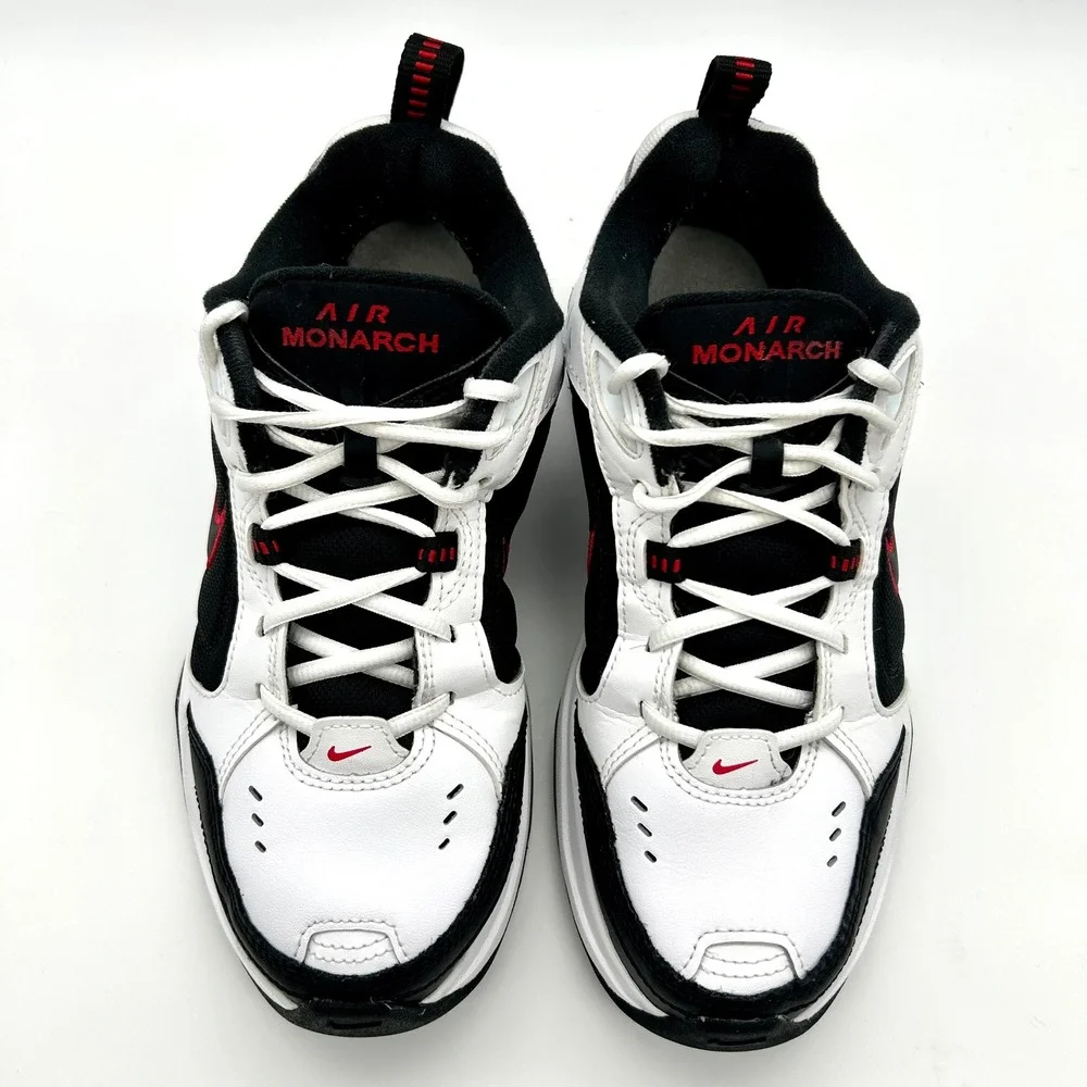 Nike Air Monarch IV Shoes Mens Sz 7 White Black Red Athletic Sneakers 415445-101